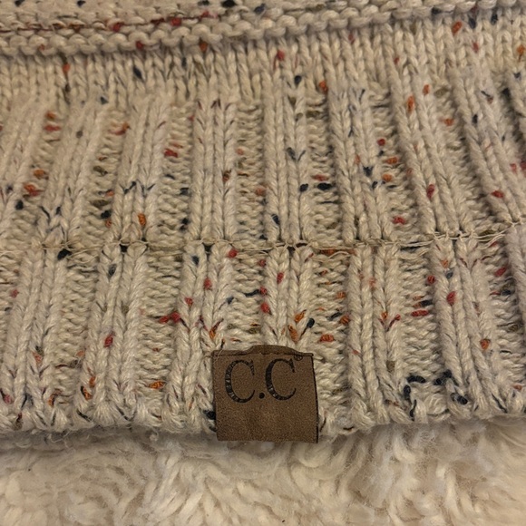 C.C Women’s Knit Beanie - Speckled Cream - Picture 3 of 4